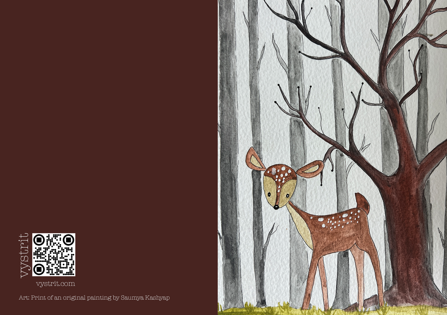 Fawn in the Forest — A5 Art Greeting Card