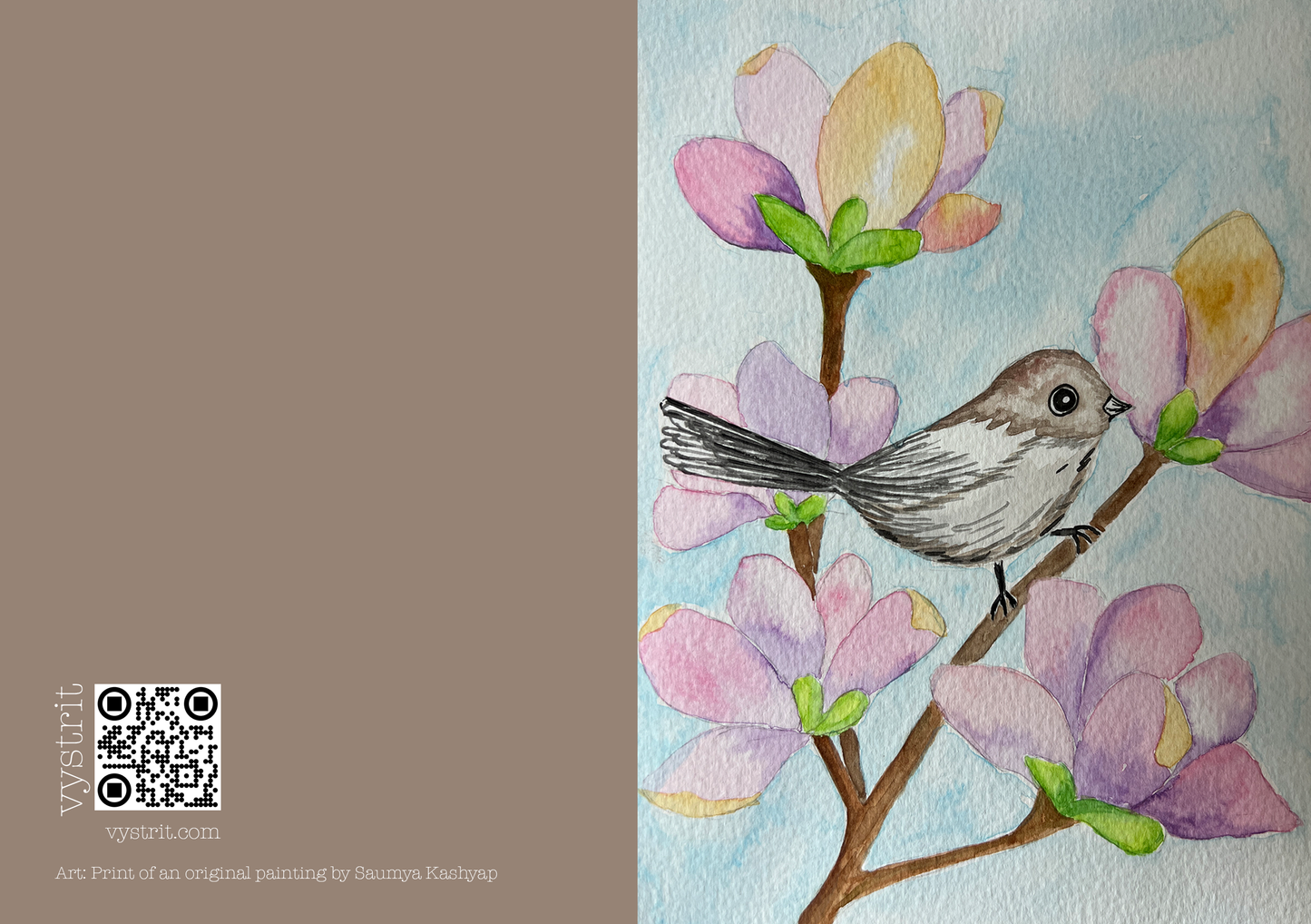 Magnolia Songbird — A5 Art Greeting Card