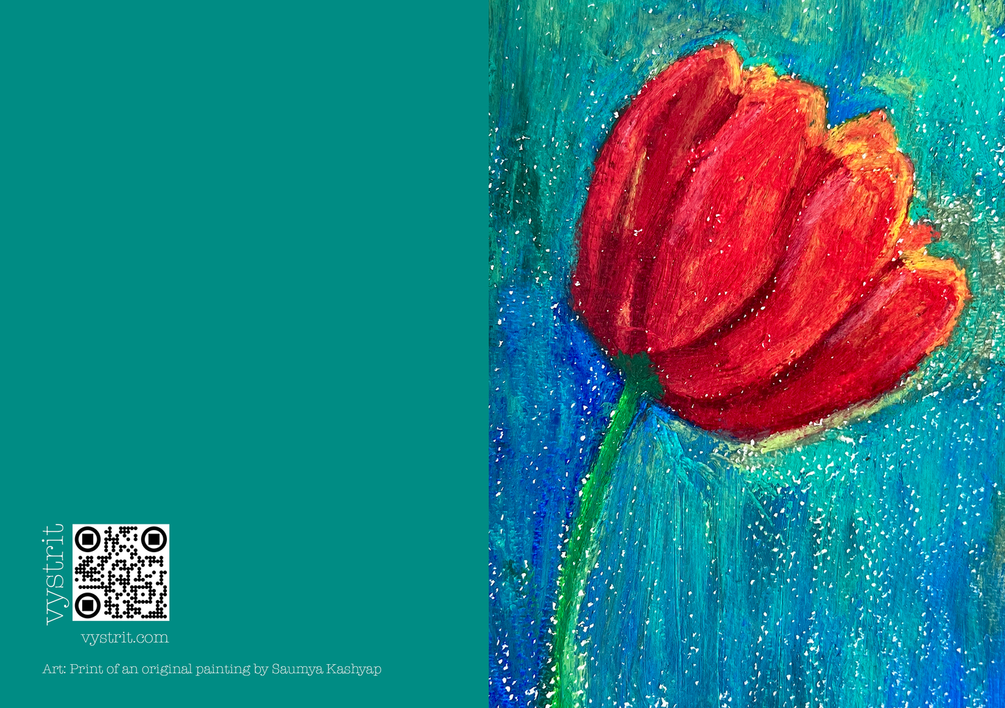 Bold Red Tulip — A5 Art Greeting Card