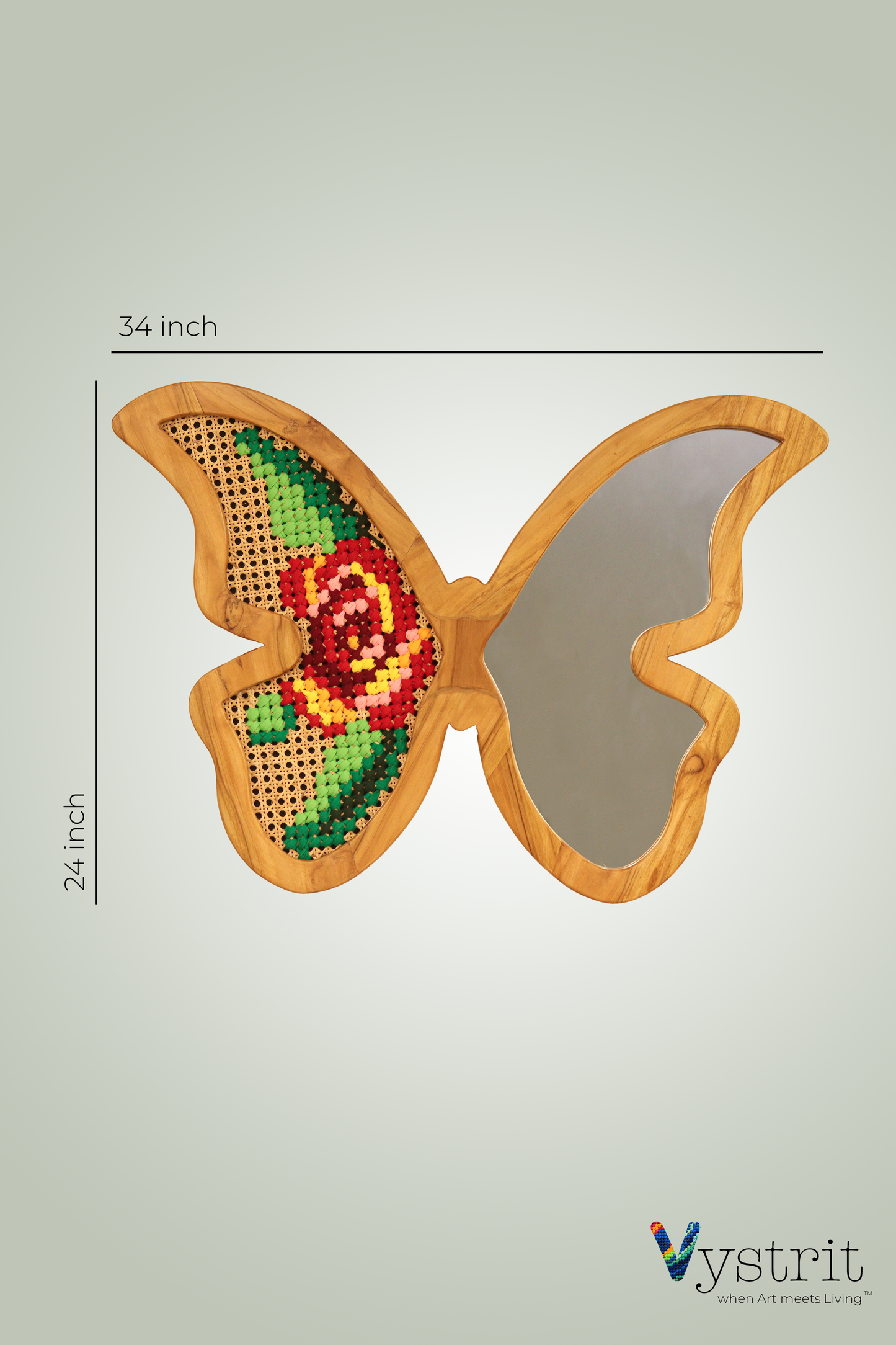 Butterfly Mirror with Art- 34 inches x 23 inches