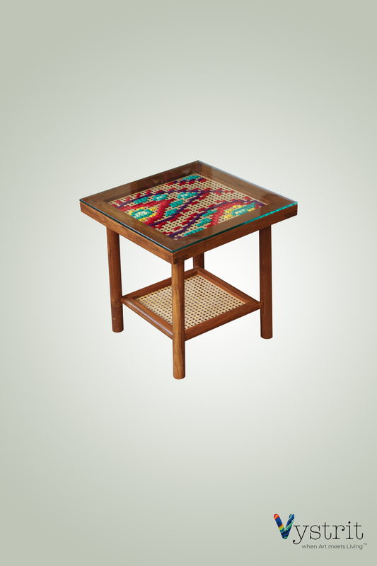 Coffee Table with Abstract Art- 18 Inch x 18 Inch