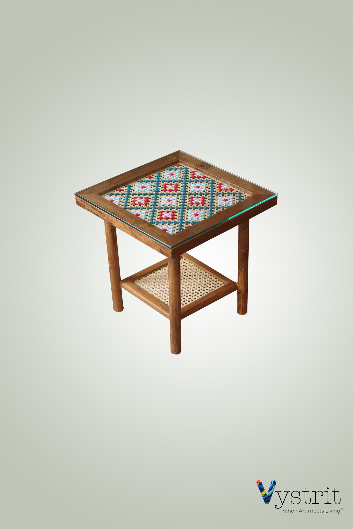 Coffee Table with Motif Art- 18 Inch x 18 Inch