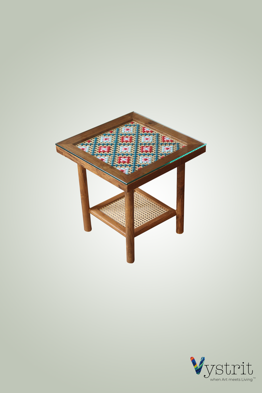 Coffee Table with Motif Art- 18 Inch x 18 Inch