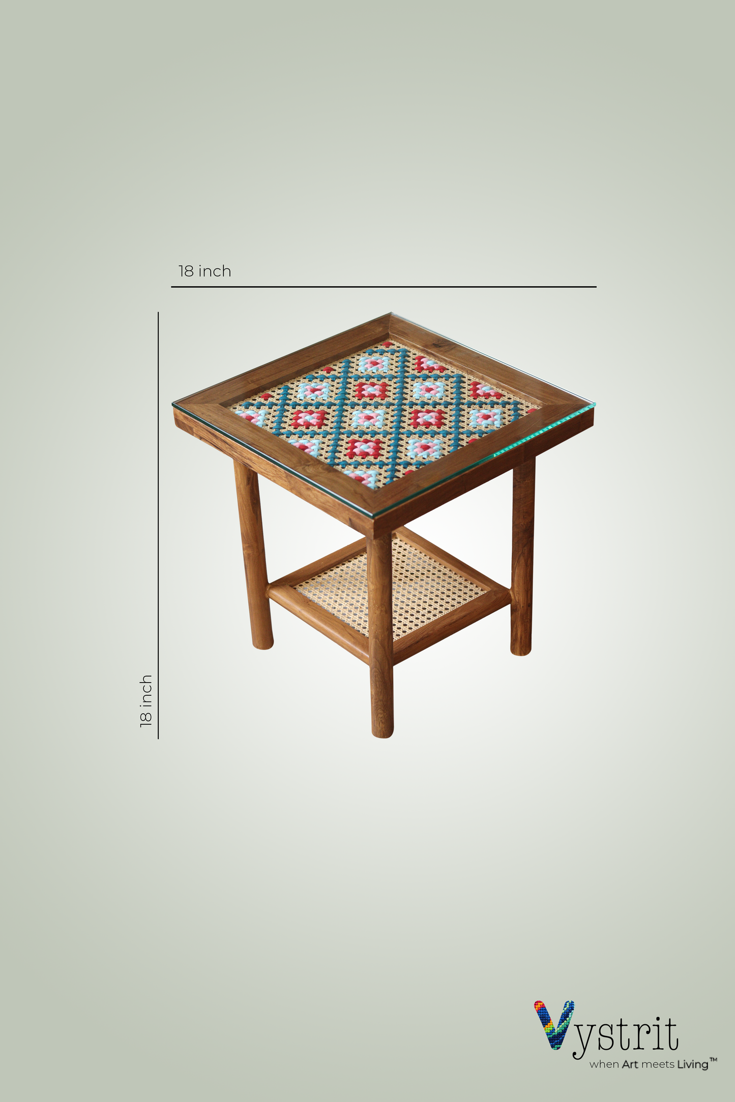 Coffee Table with Motif Art- 18 Inch x 18 Inch