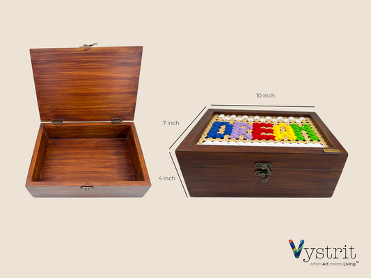 Multipurpose Solid Wood Gift Box with Art - "Dream"
