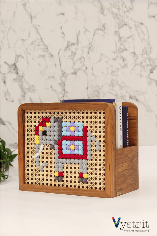 Handcrafted Desk Organizer with Art