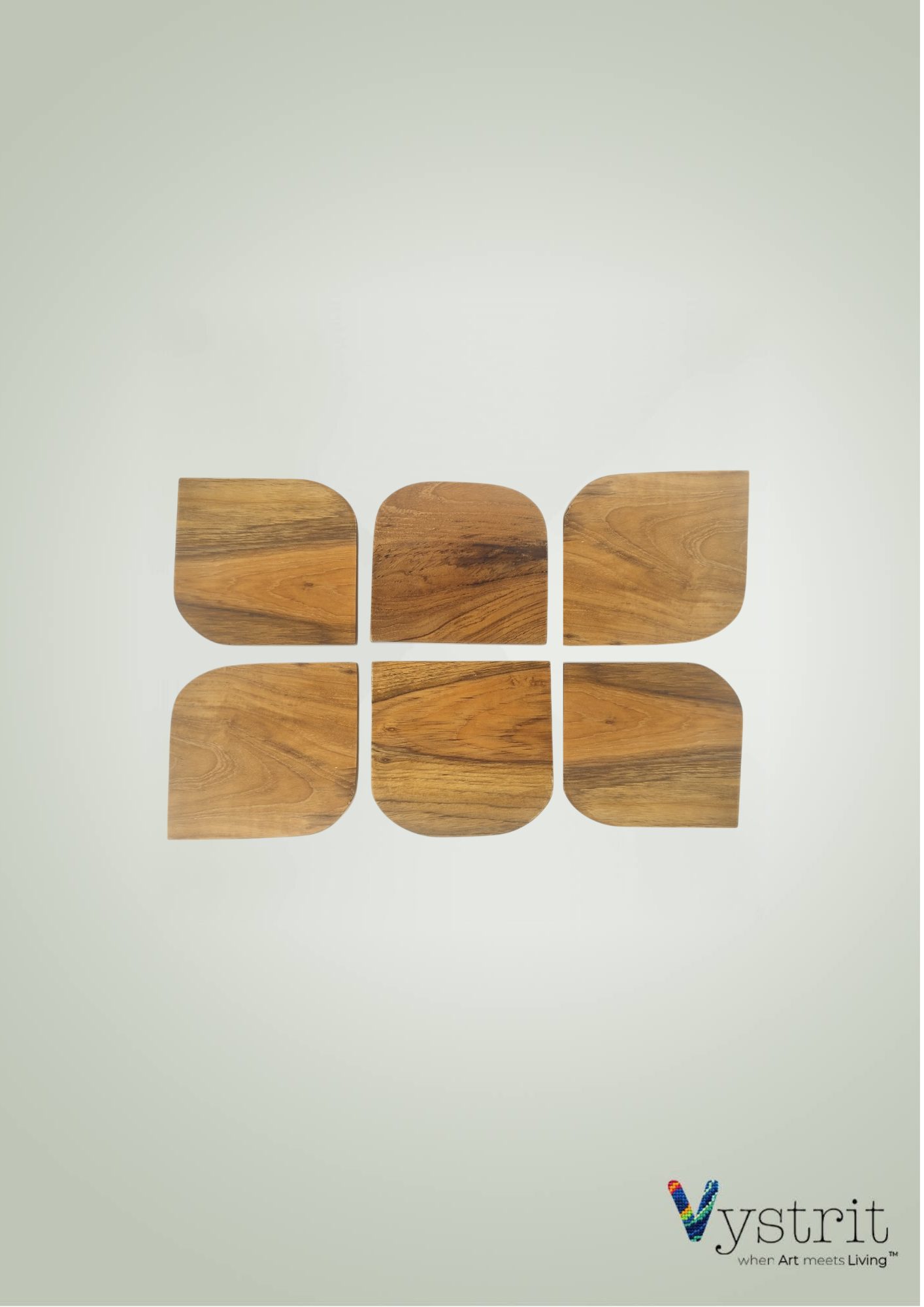 Lotus Bloom – Handcrafted Teakwood Tray with Lotus Art & Coasters