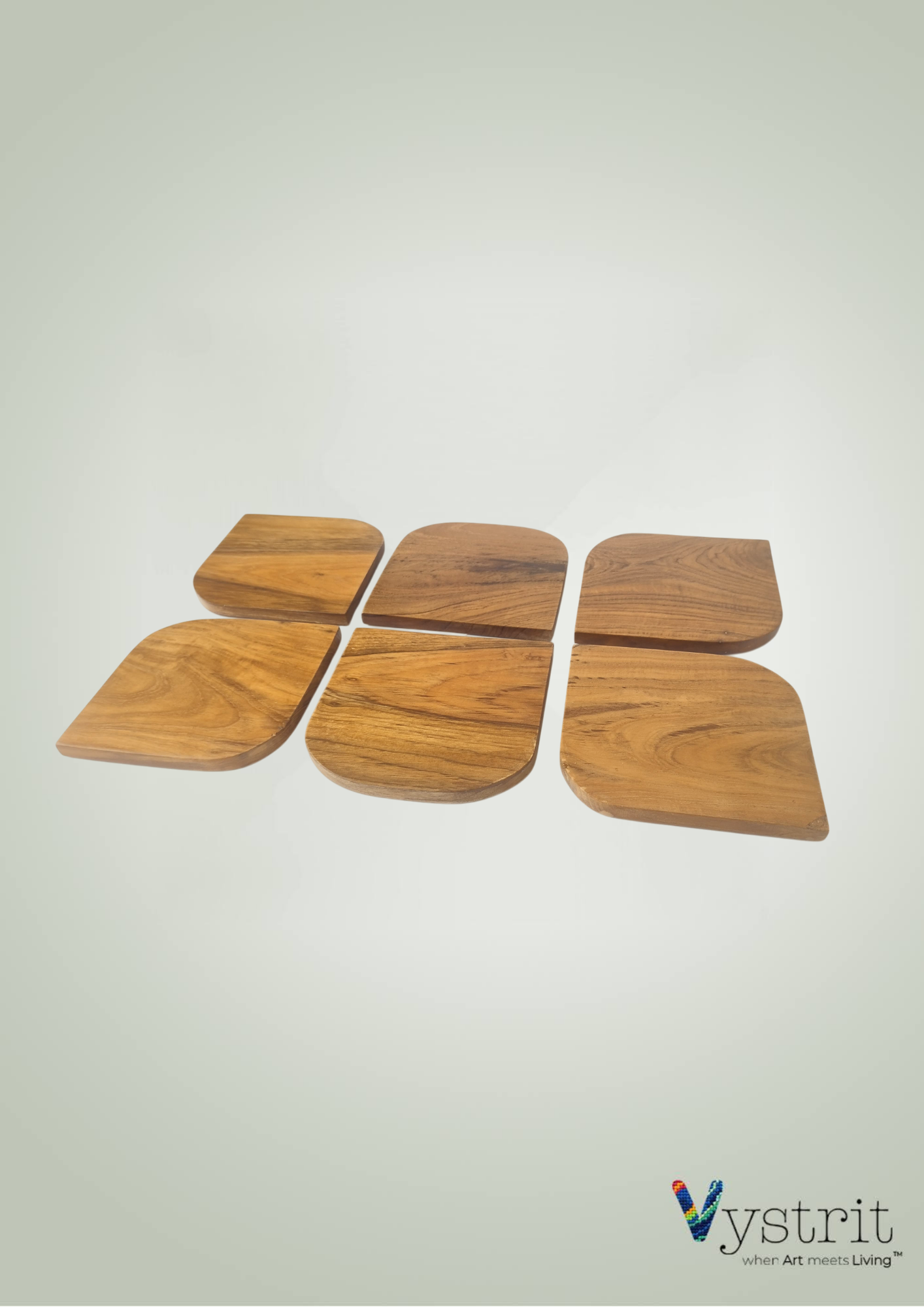 Lotus Bloom – Handcrafted Teakwood Tray with Lotus Art & Coasters