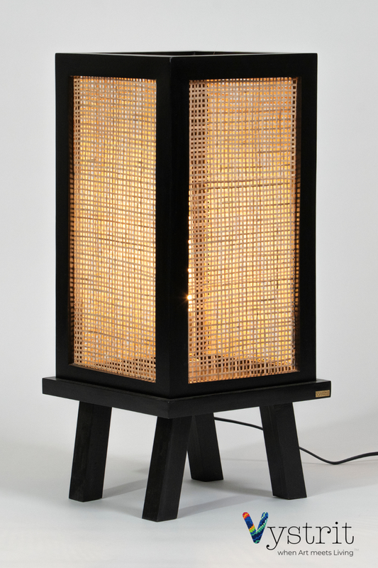 Solid Wood Floor Lamp-  Black