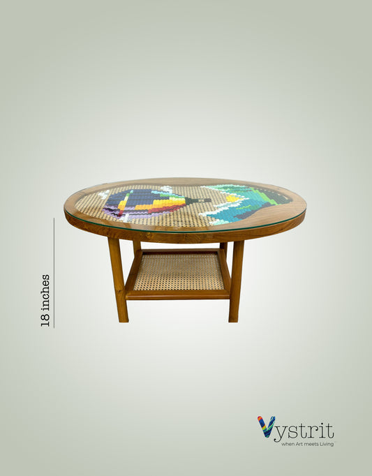 Oval Coffee Table with Art 18 inches