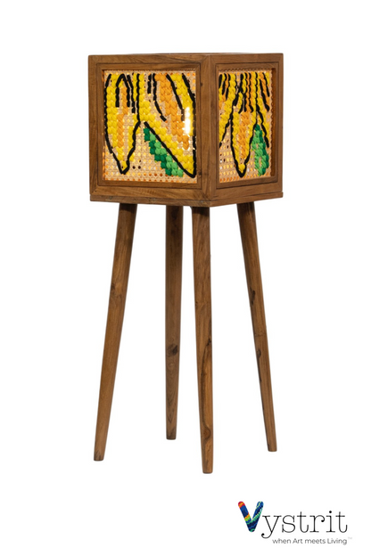 Teakwood Floor Lamp with Art