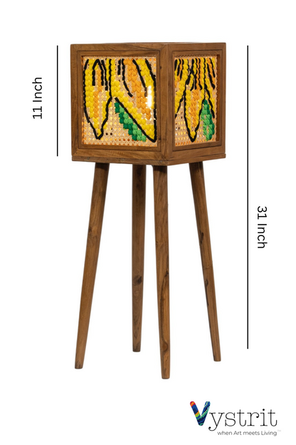 Teakwood Floor Lamp with Art