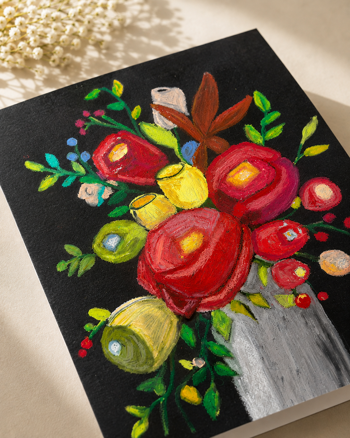 Vintage Rose Bouquet — A5 Art Greeting Card
