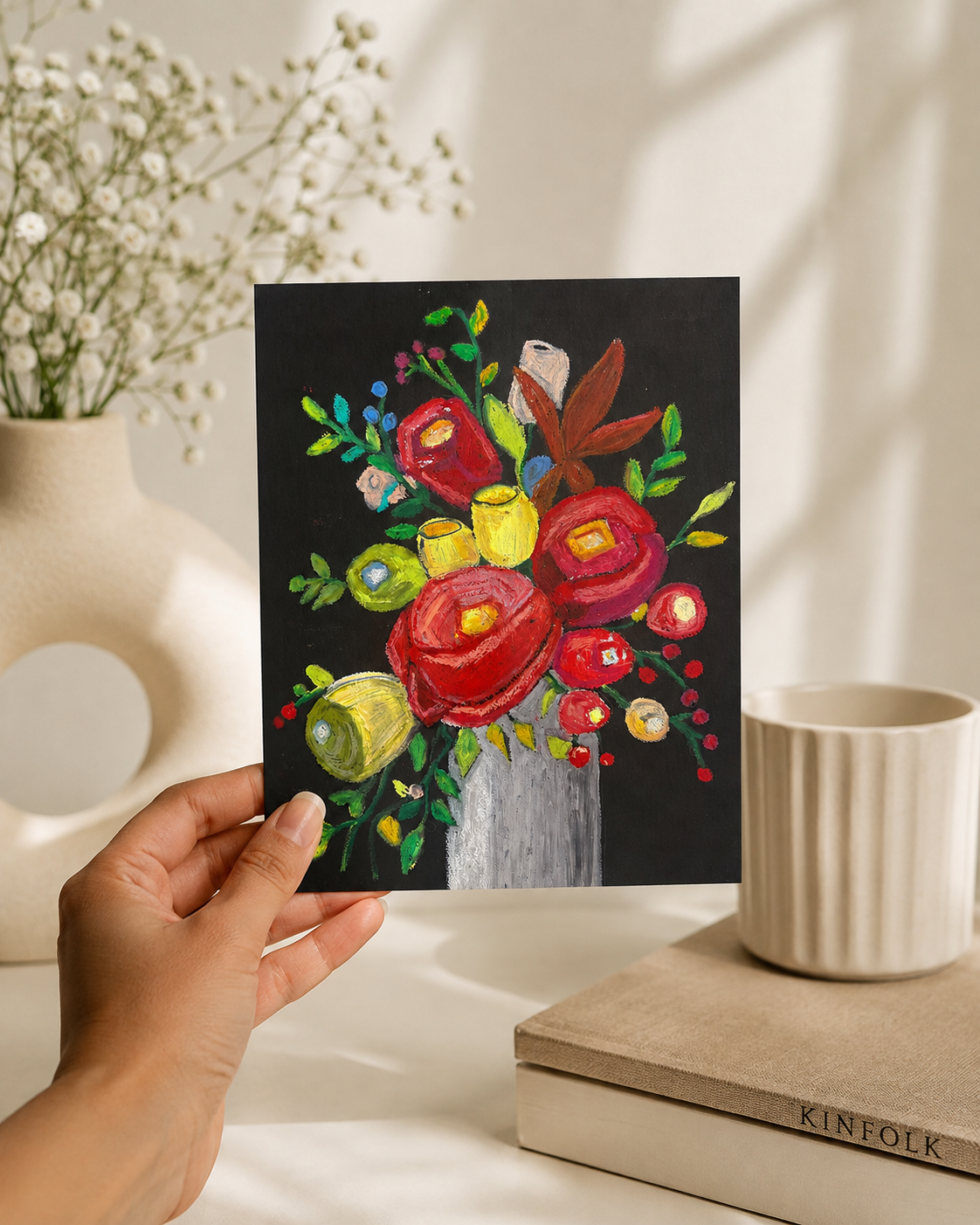 Vintage Rose Bouquet — A5 Art Greeting Card