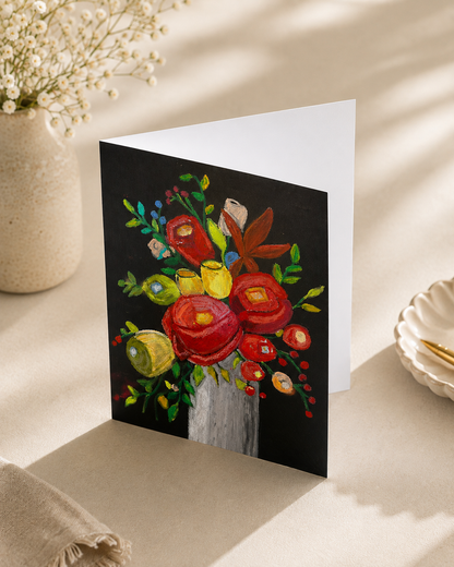 Vintage Rose Bouquet — A5 Art Greeting Card