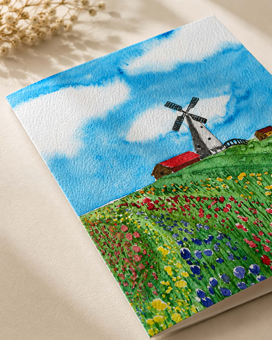 Tulip Windmill — A5 Art Greeting Card