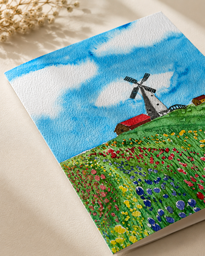 Tulip Windmill — A5 Art Greeting Card