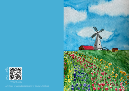 Tulip Windmill — A5 Art Greeting Card