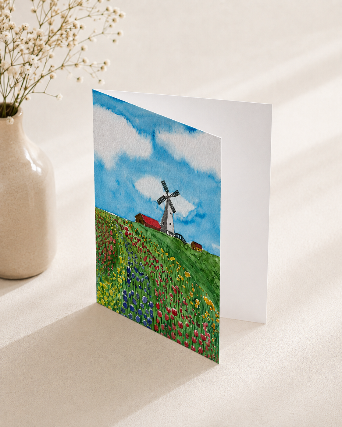 Tulip Windmill — A5 Art Greeting Card