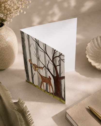 Fawn in the Forest — A5 Art Greeting Card