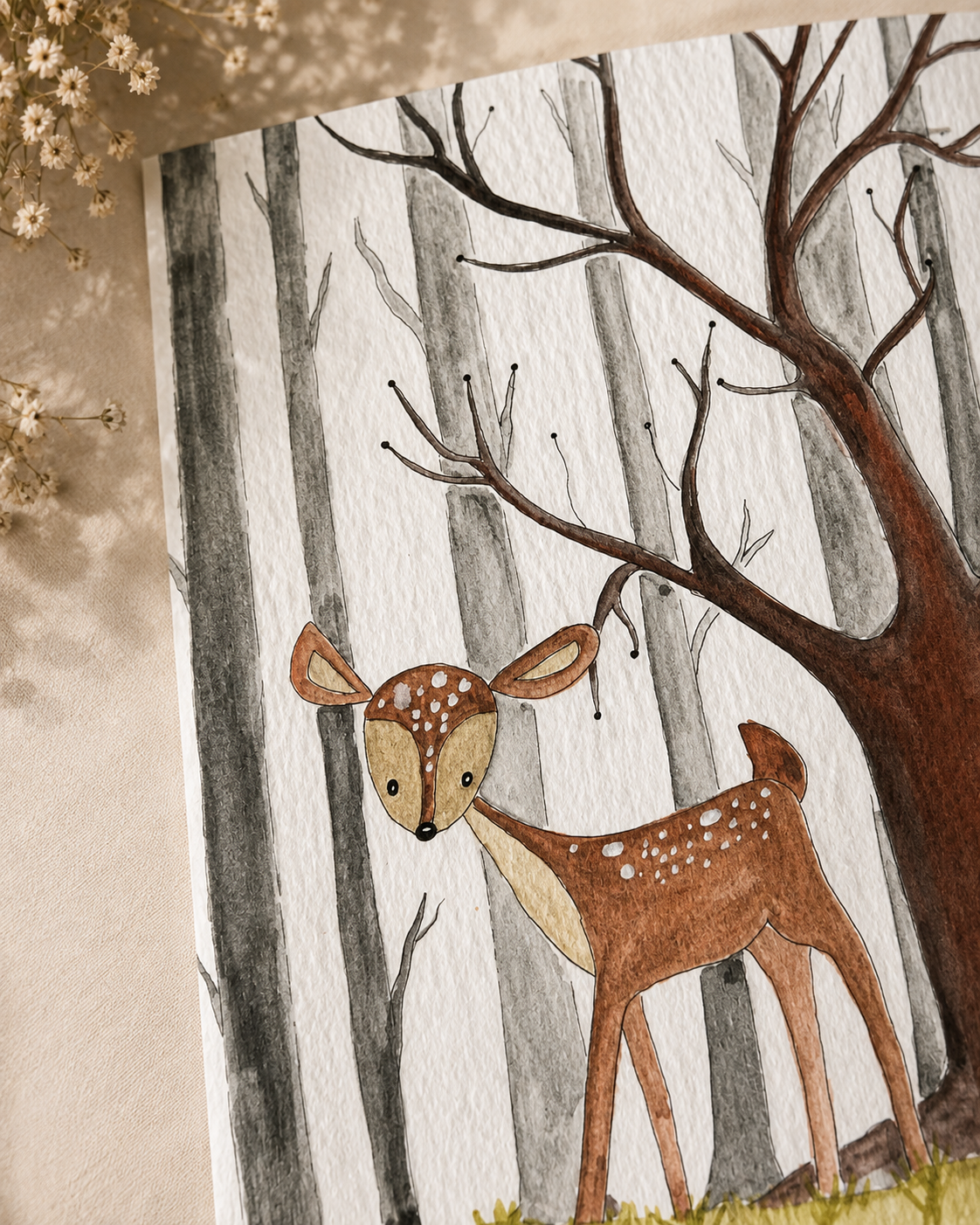 Fawn in the Forest — A5 Art Greeting Card
