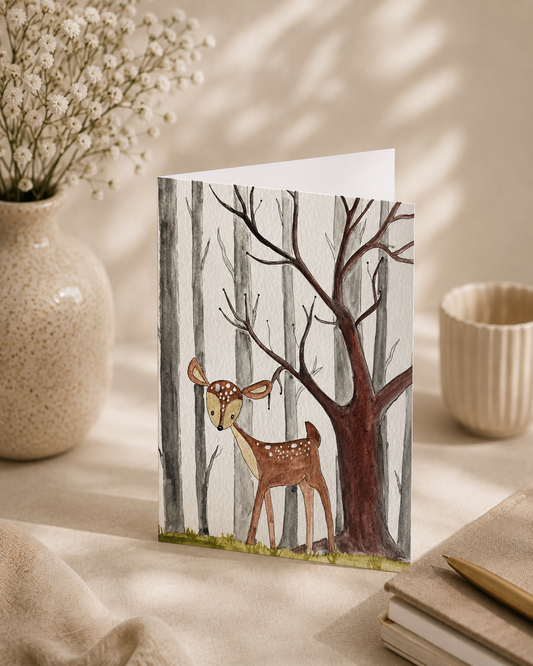 Fawn in the Forest — A5 Art Greeting Card