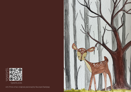 Fawn in the Forest — A5 Art Greeting Card