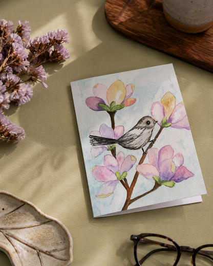 Magnolia Songbird — A5 Art Greeting Card