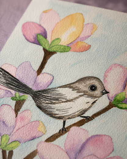 Magnolia Songbird — A5 Art Greeting Card
