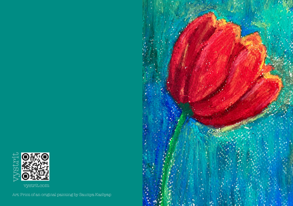 Bold Red Tulip — A5 Art Greeting Card