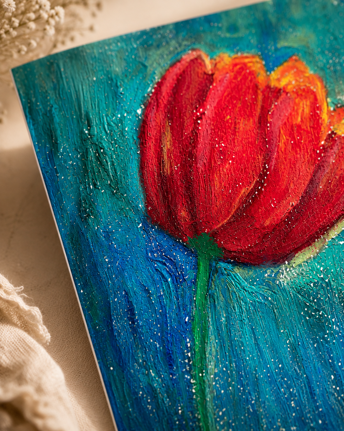 Bold Red Tulip — A5 Art Greeting Card
