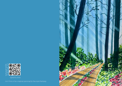 Sunlit Forest Path — A5 Art Greeting Card