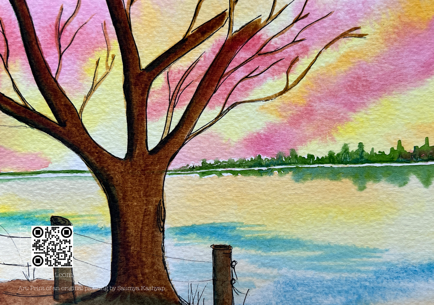 Lakeside Sunset — A5 Art Greeting Card