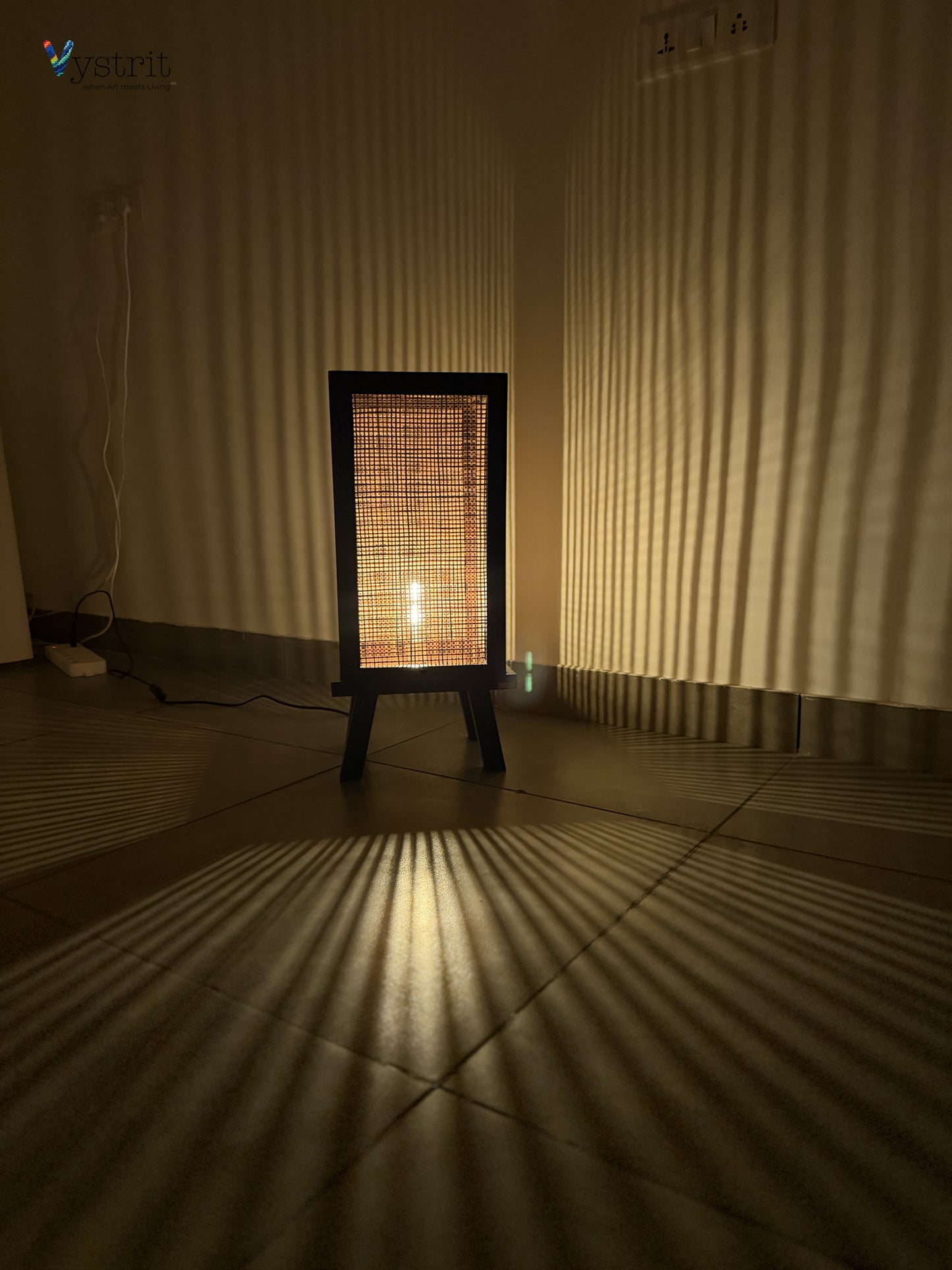Solid Wood Floor Lamp-  Black