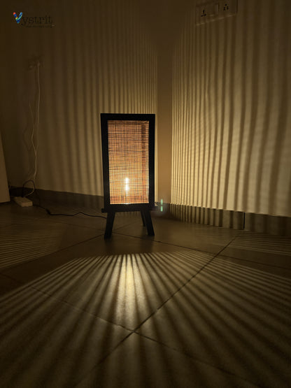 Solid Wood Floor Lamp-  Black