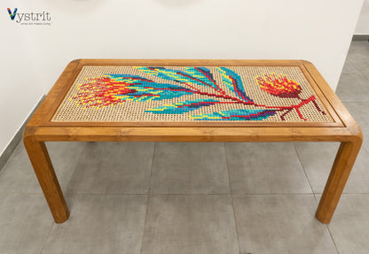 6 seater Dining Table with Changeable Art - 6ft x 3ft - Scarlet Bottle Brush Flower