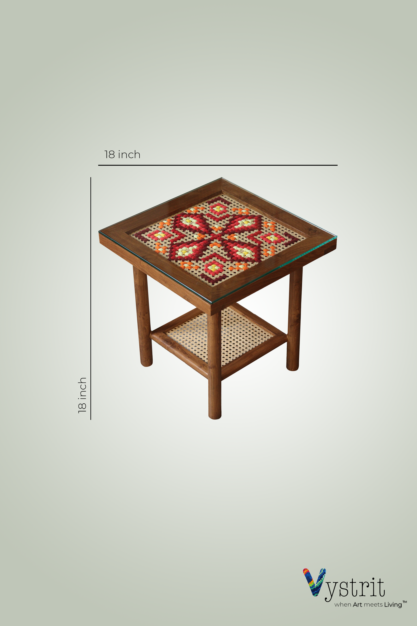 Coffee Table with Mandala Art- 18 Inch x 18 Inch