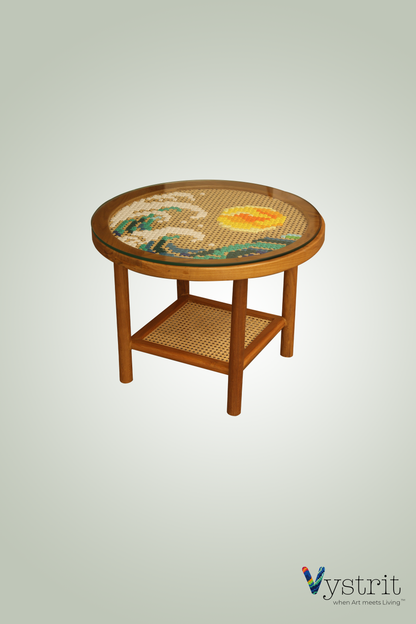 Coffee Table with Tropical Sun Art