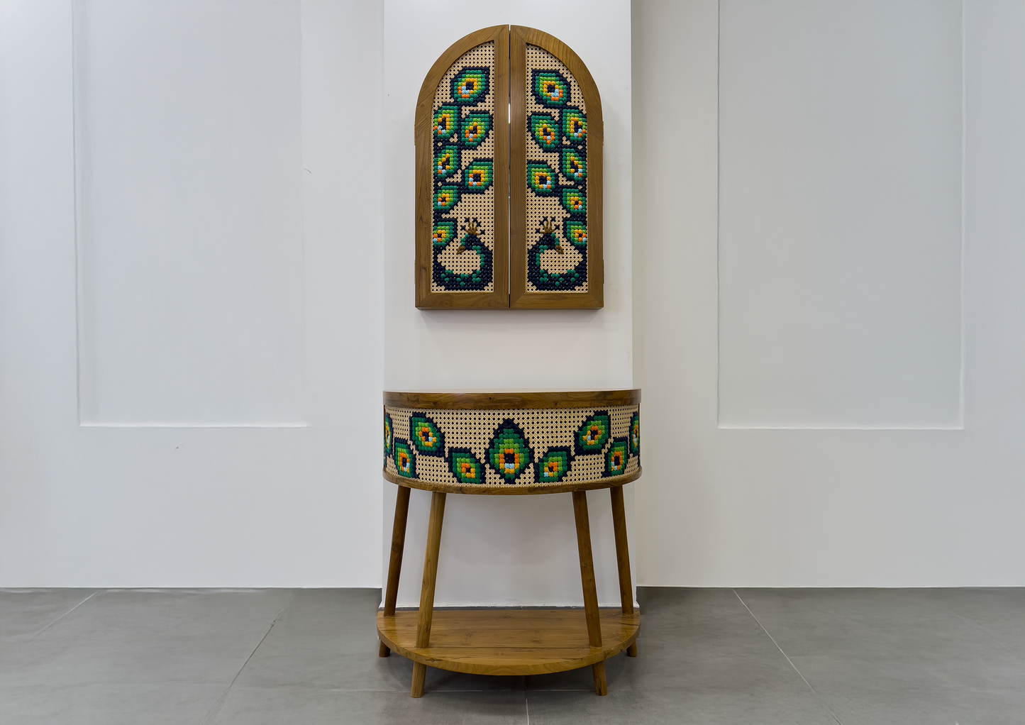 Console Table, Mirror with Doors, Combination - Majestic Peacock