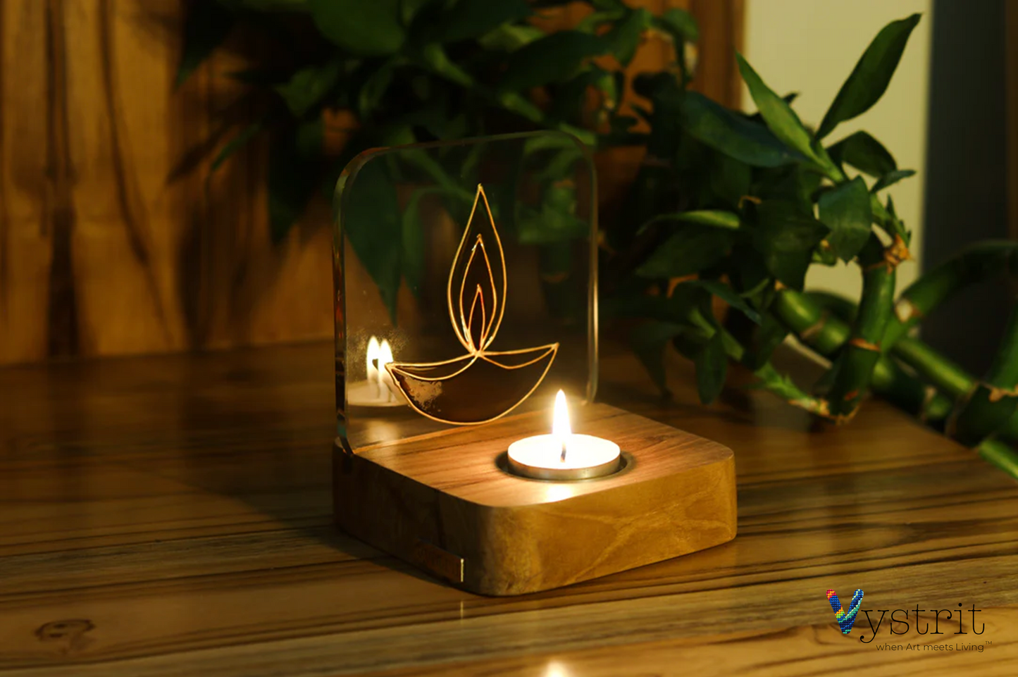 Hand-Painted Glass Tealight Holder