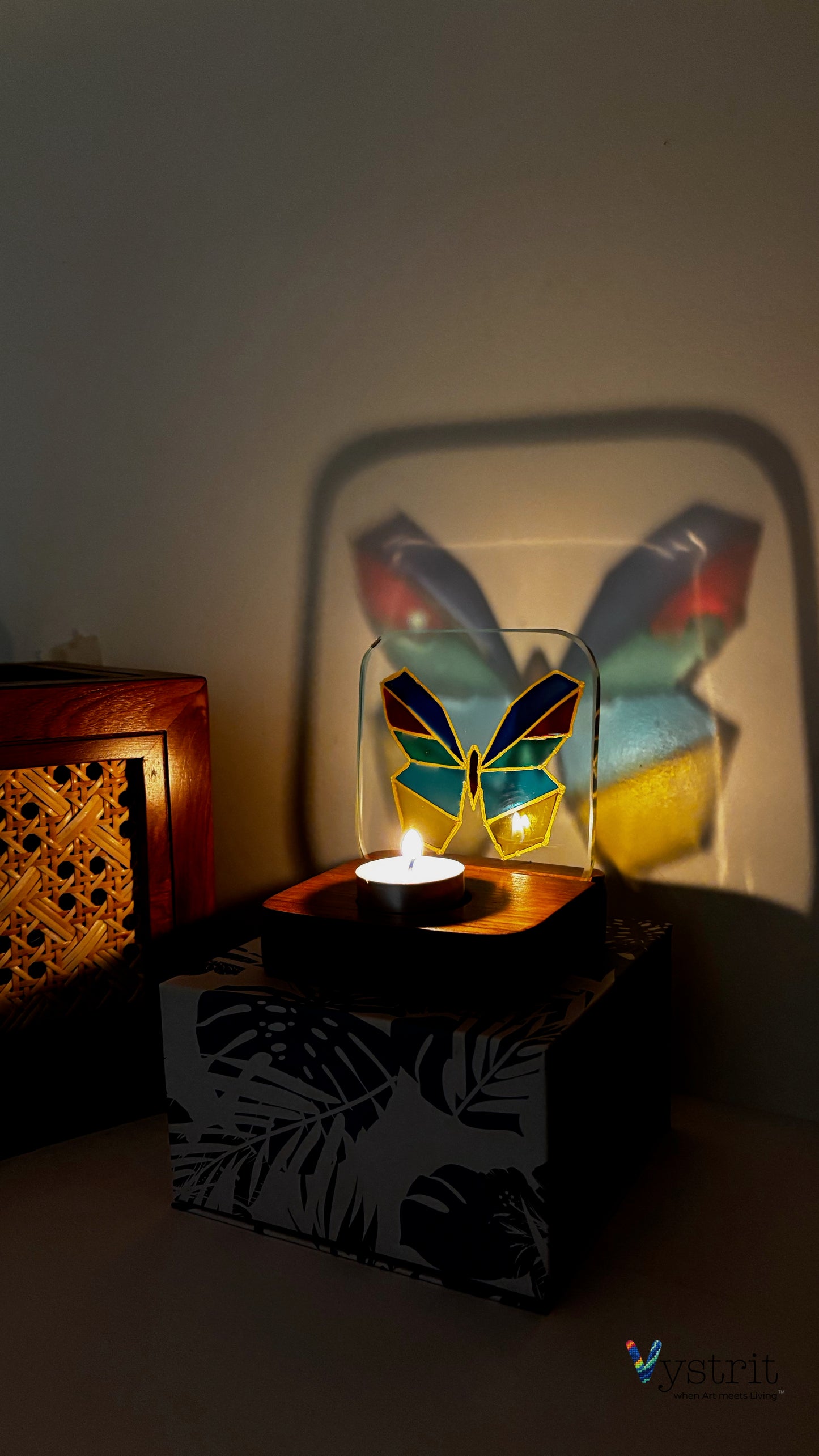 Hand-Painted Glass Tealight Holder