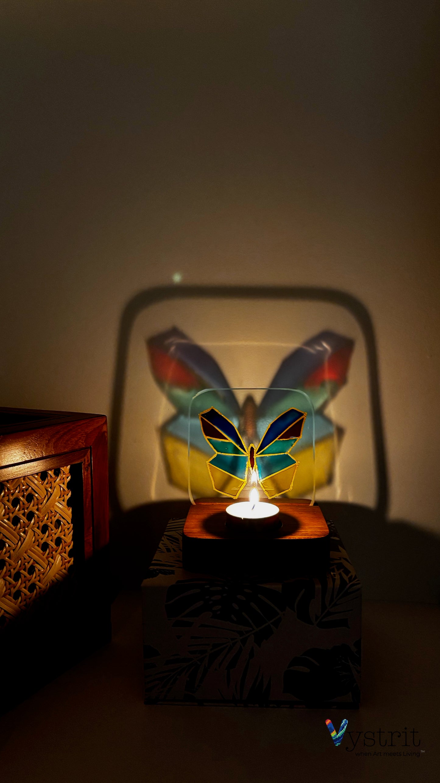 Hand-Painted Glass Tealight Holder