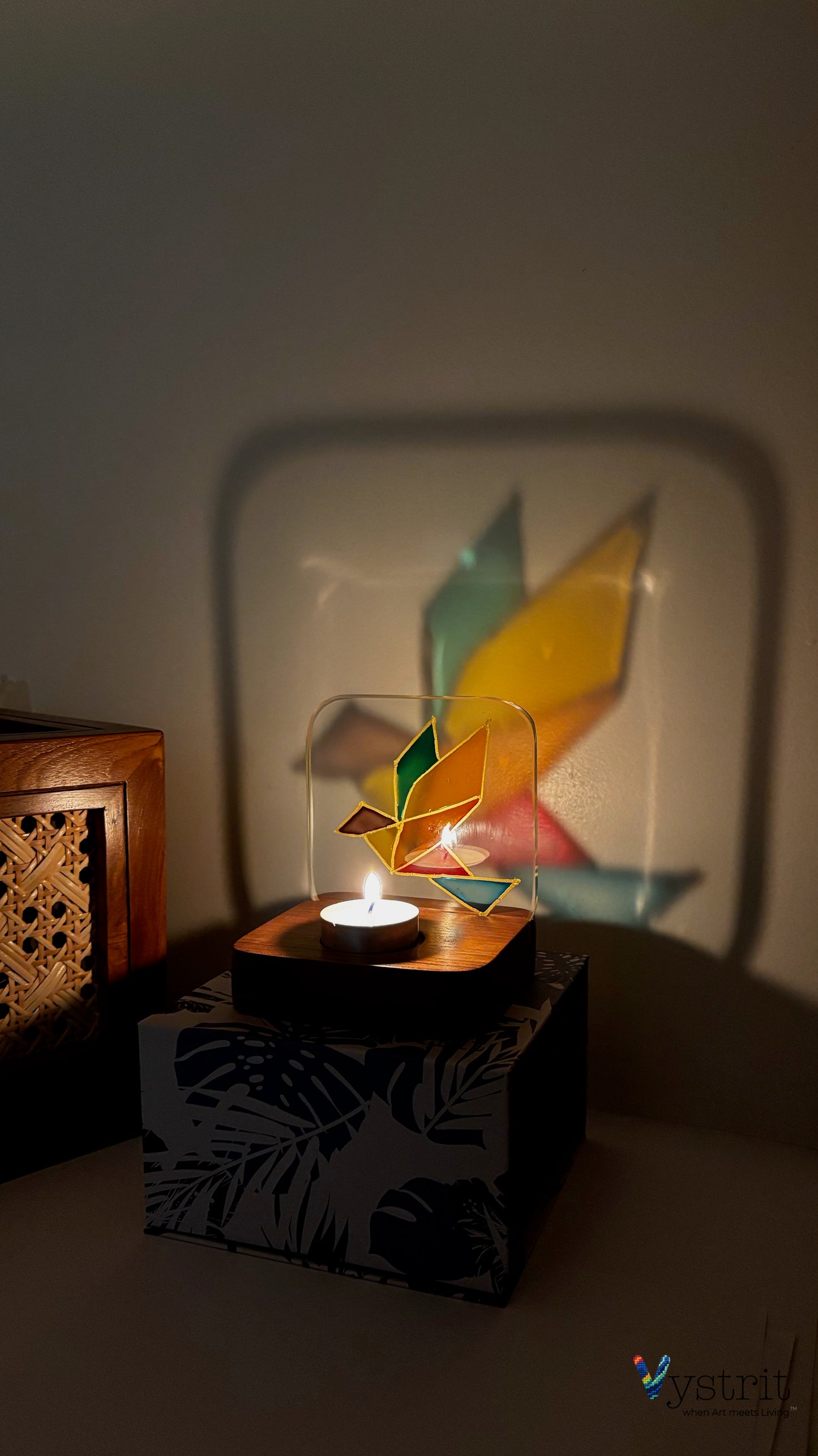 Hand-Painted Glass Tealight Holder