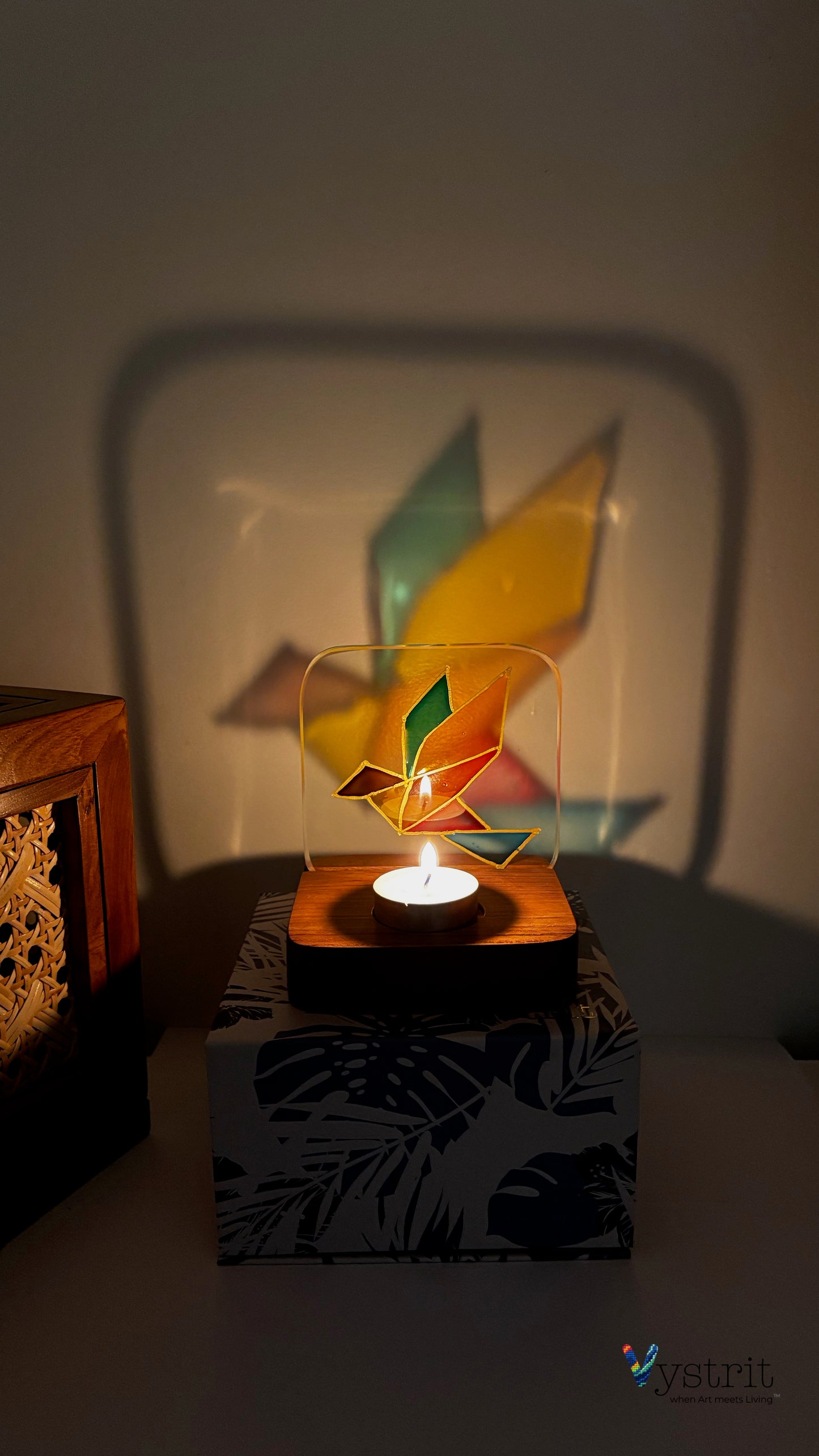 Hand-Painted Glass Tealight Holder