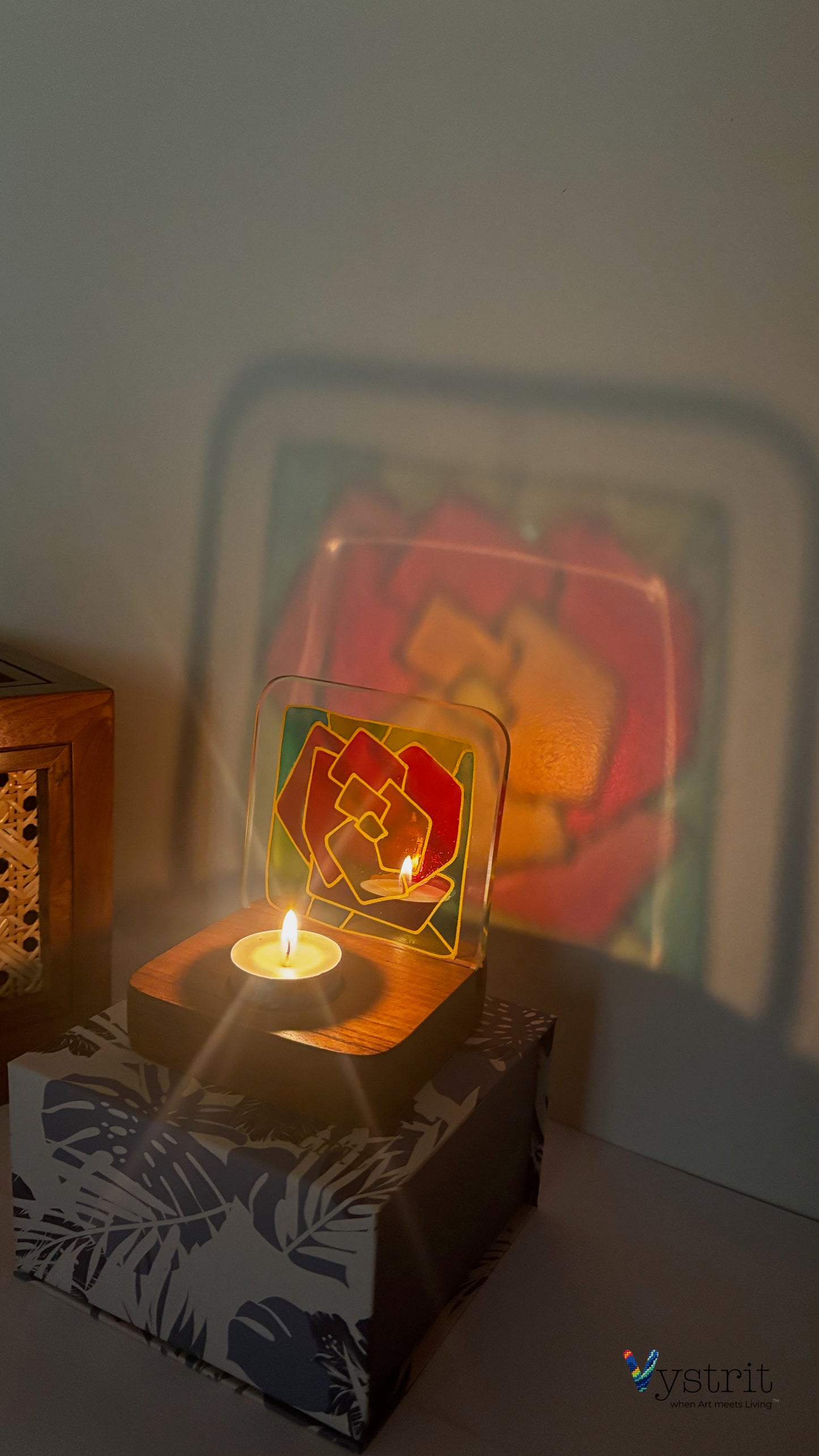 Hand-Painted Glass Tealight Holder