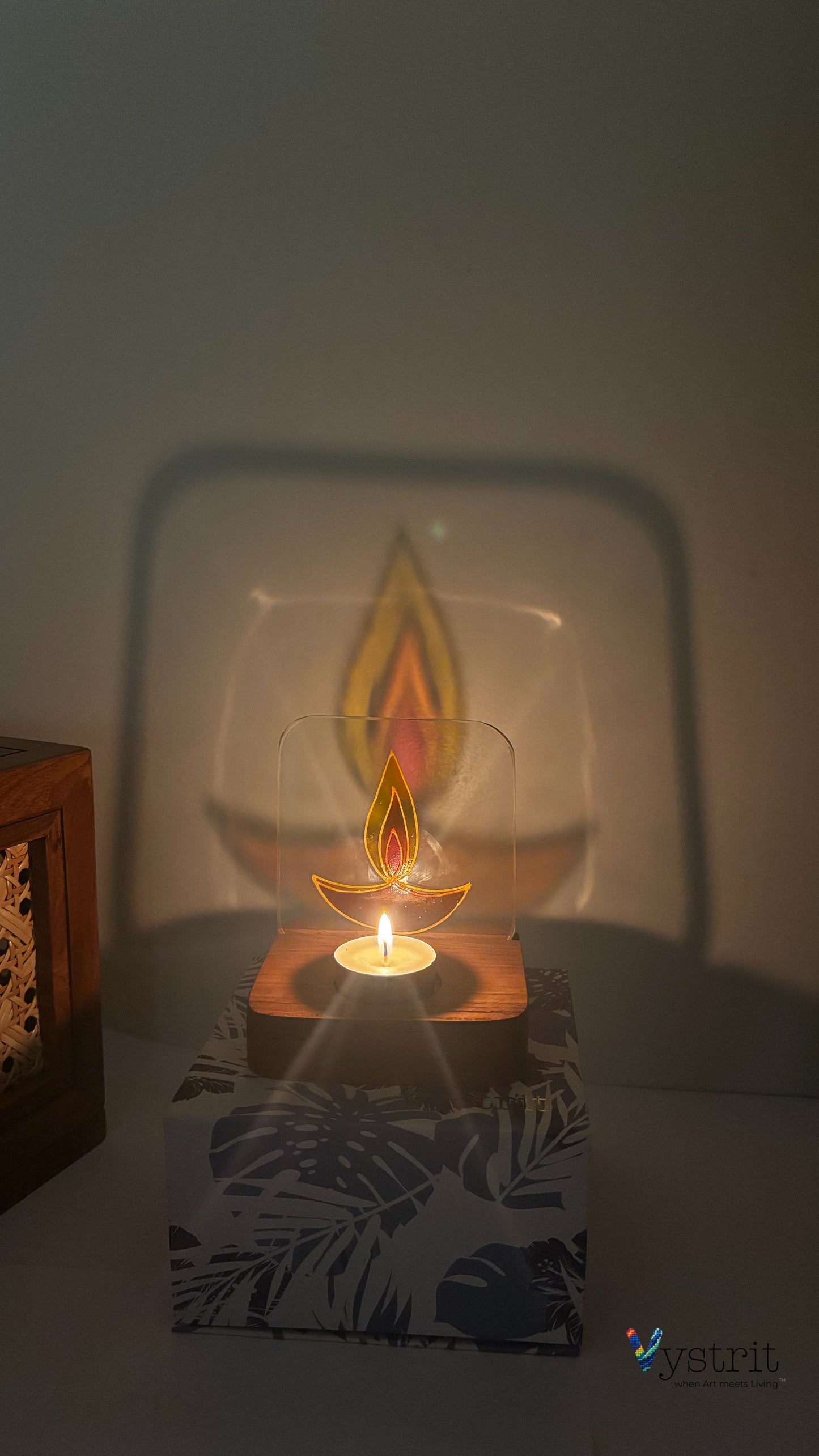 Hand-Painted Glass Tealight Holder