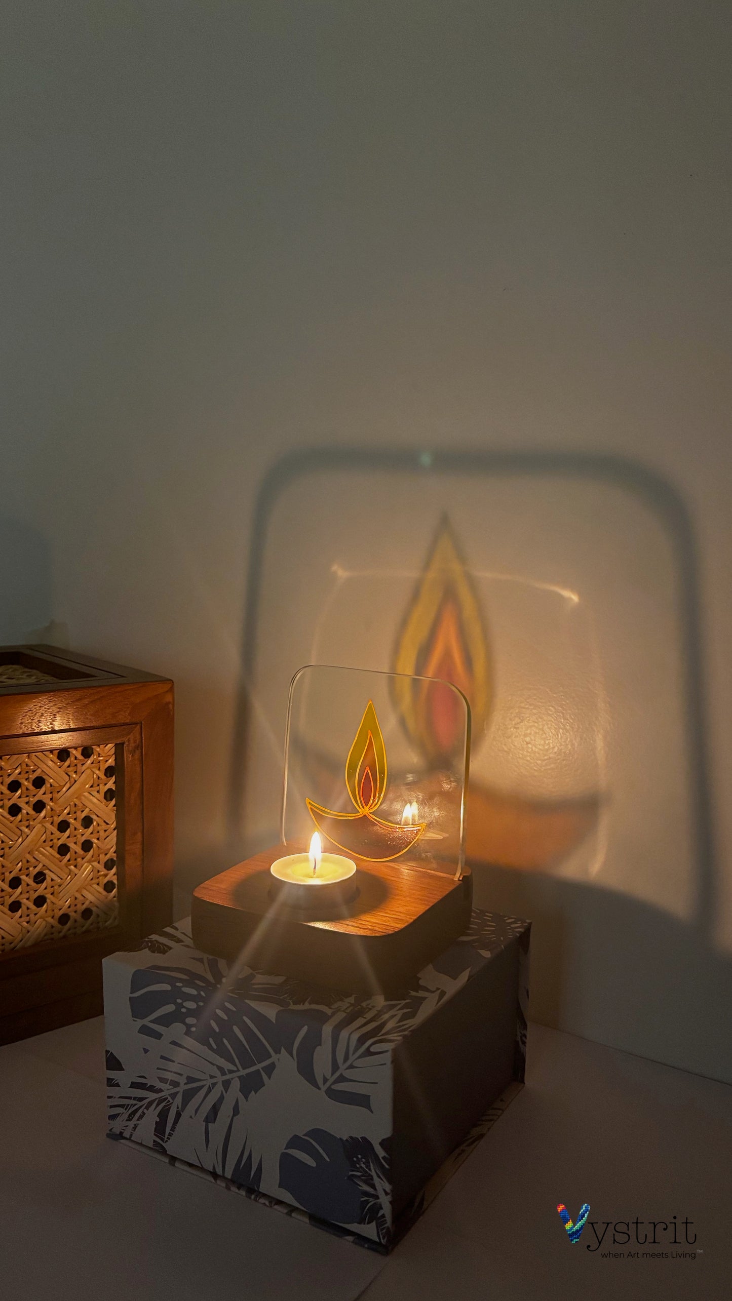 Hand-Painted Glass Tealight Holder