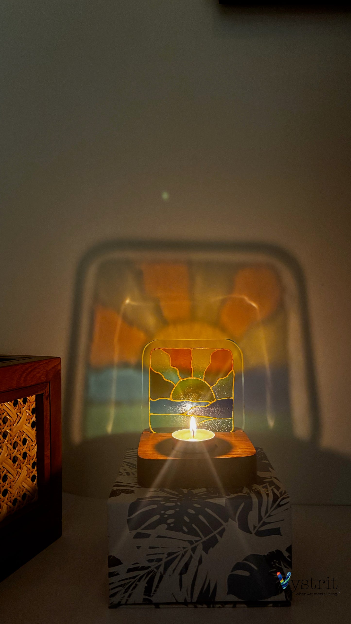 Hand-Painted Glass Tealight Holder