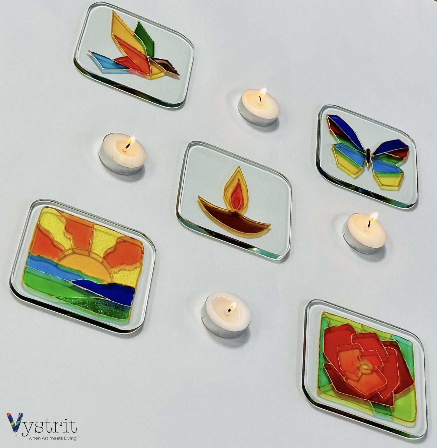 Hand-Painted Glass Tealight Holder