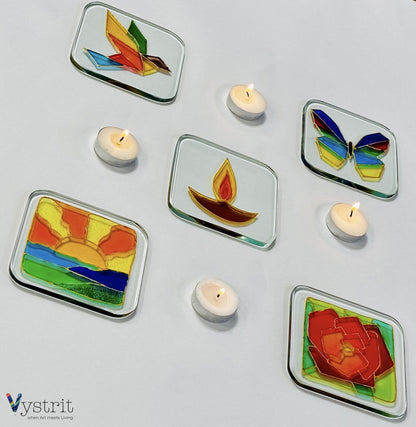 Hand-Painted Glass Tealight Holder